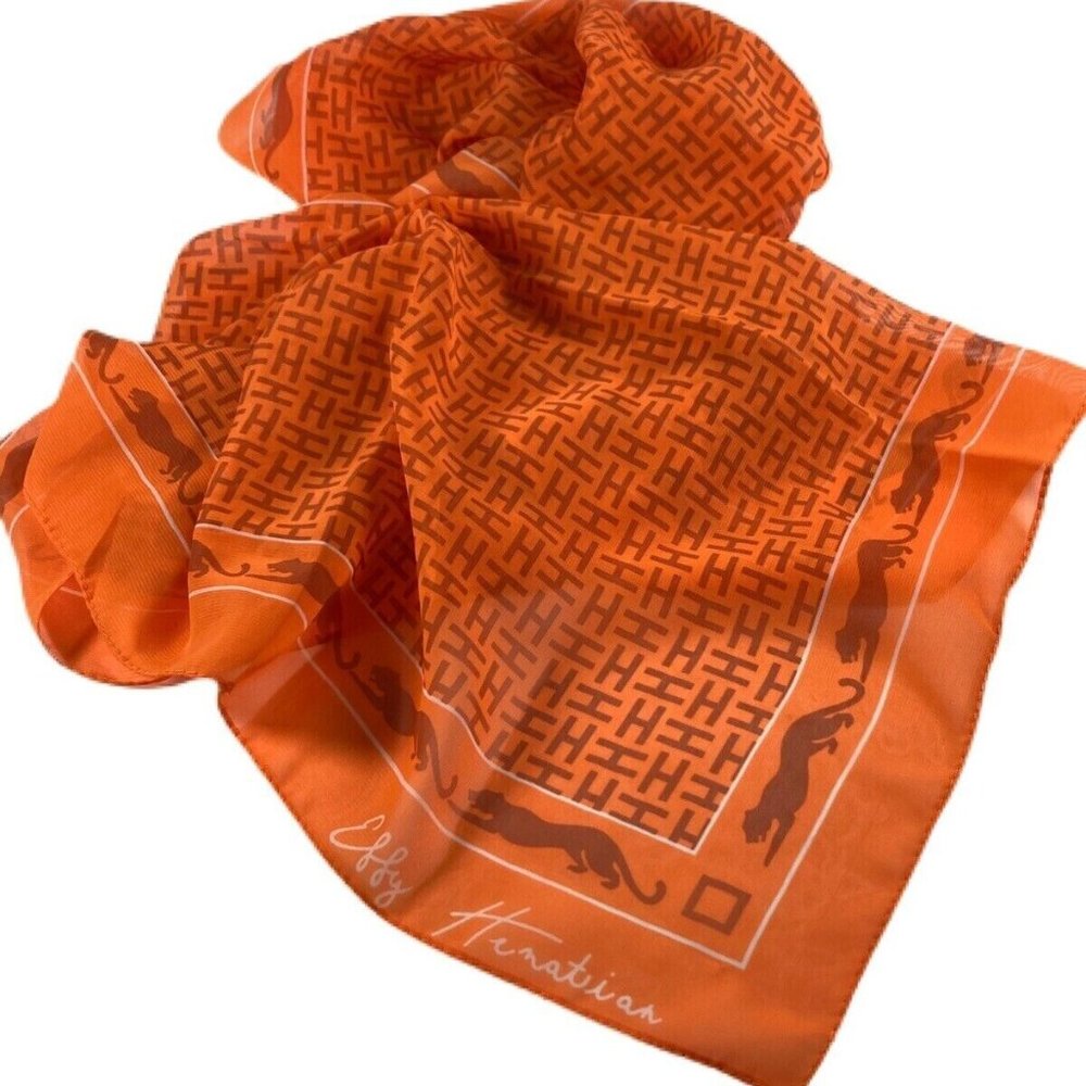 NIB Effy Hematian Orange Panther Print Scarf